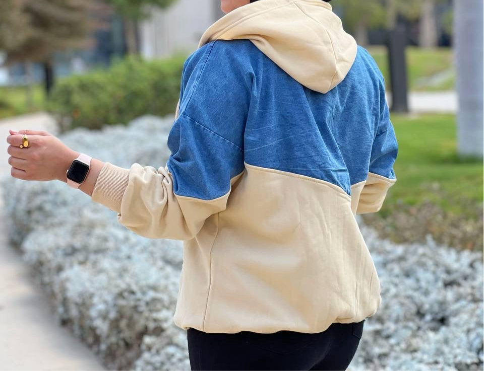 Winter Milton Cotton Jacket with Denim Details