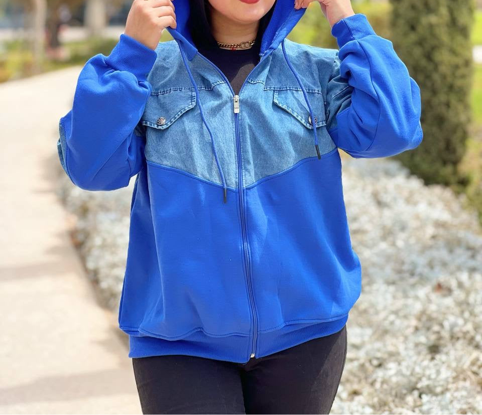 Winter Milton Cotton Jacket with Denim Details