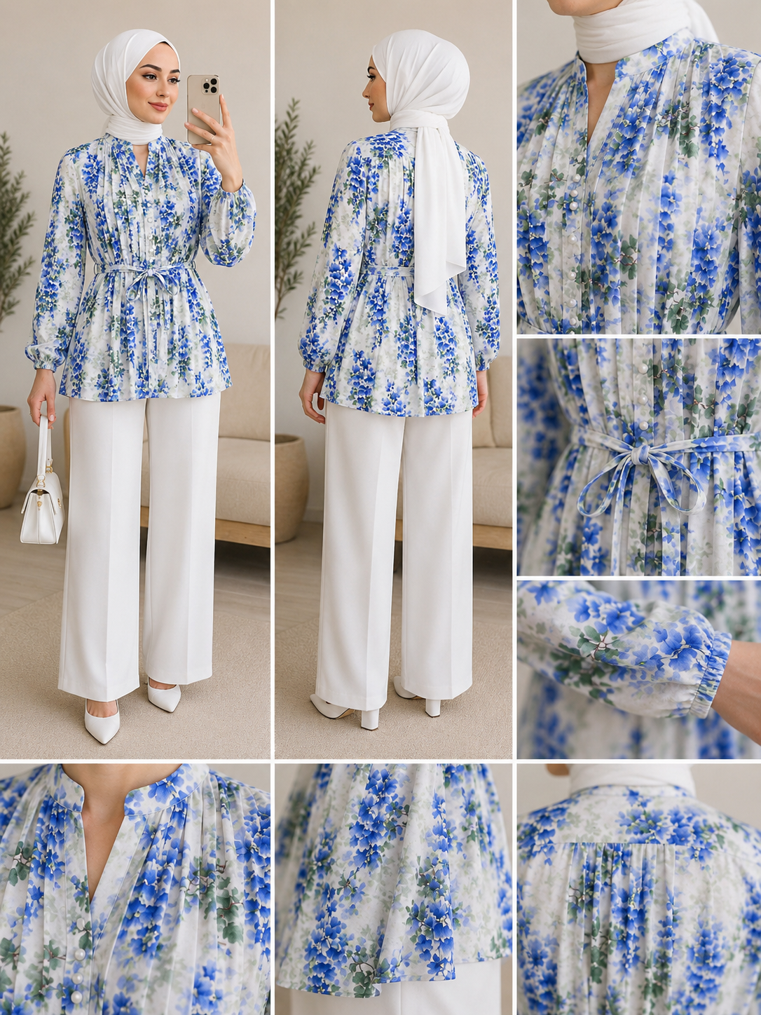 Blue Floral Blouse