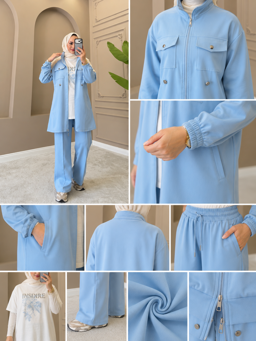 Light Blue Cotton Tracksuit