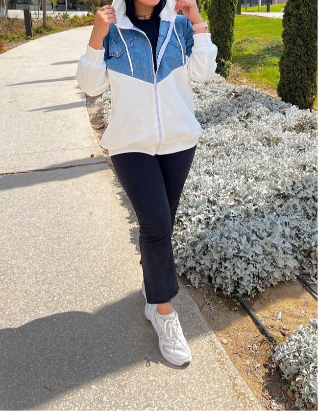 Winter Milton Cotton Jacket with Denim Details