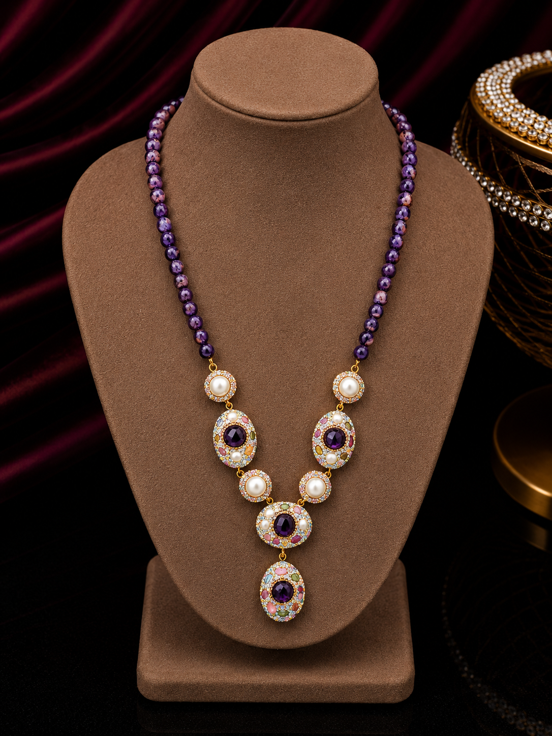 Amathyst & Natural Pearl