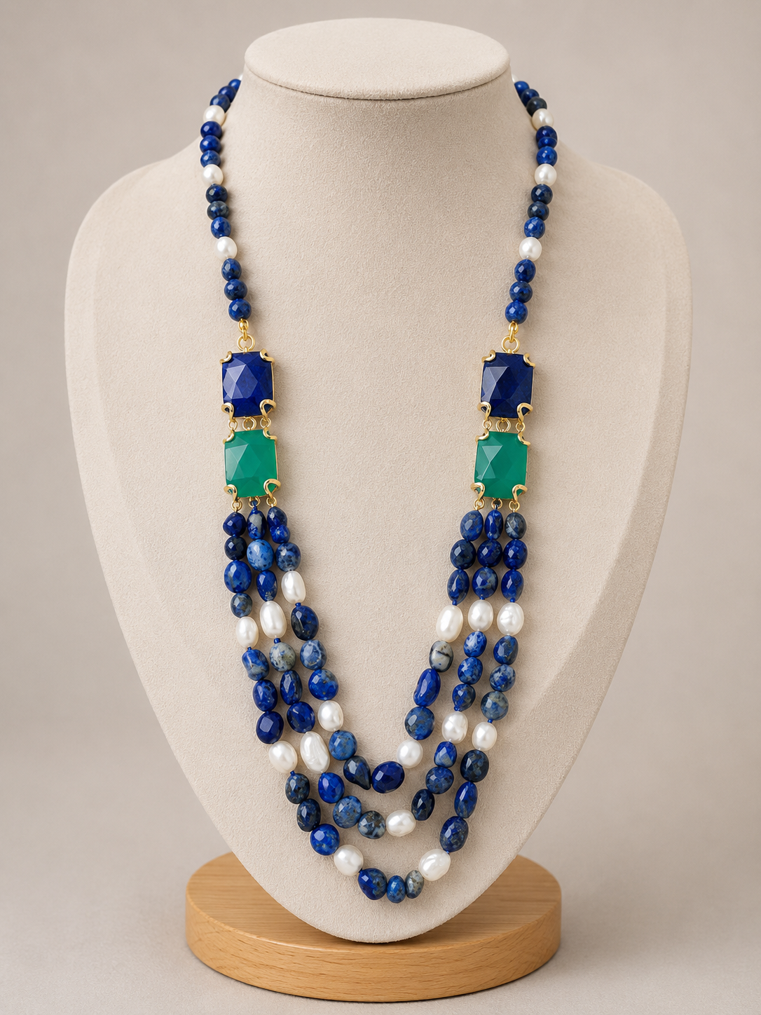 Lapis lazuli with natural Pearl necklace.
