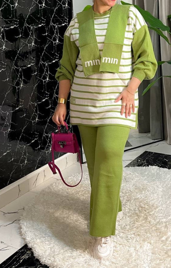 3-Piece Knitwear Striped Set