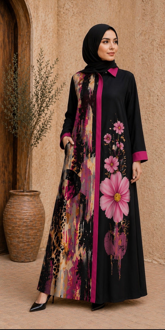 Floral Crepe Abaya