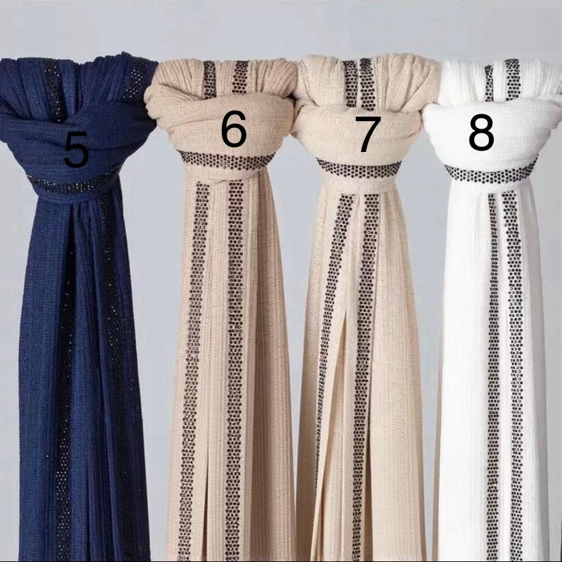 Comfort Roma Kuwaiti Rhinestone Hijab – Premium Crinkle Scarf