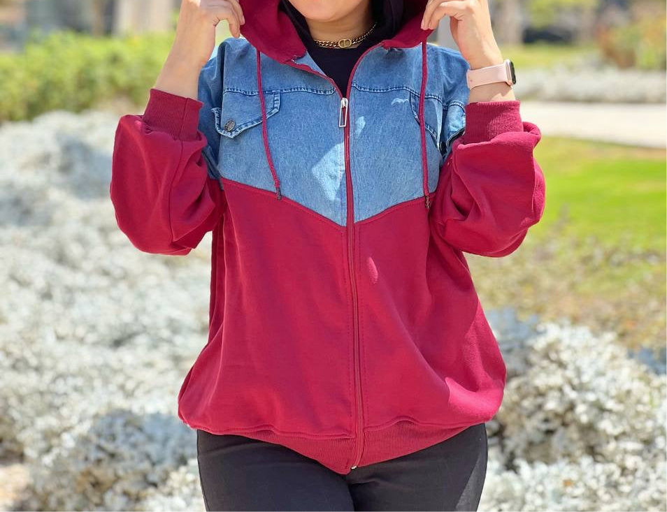 Winter Milton Cotton Jacket with Denim Details