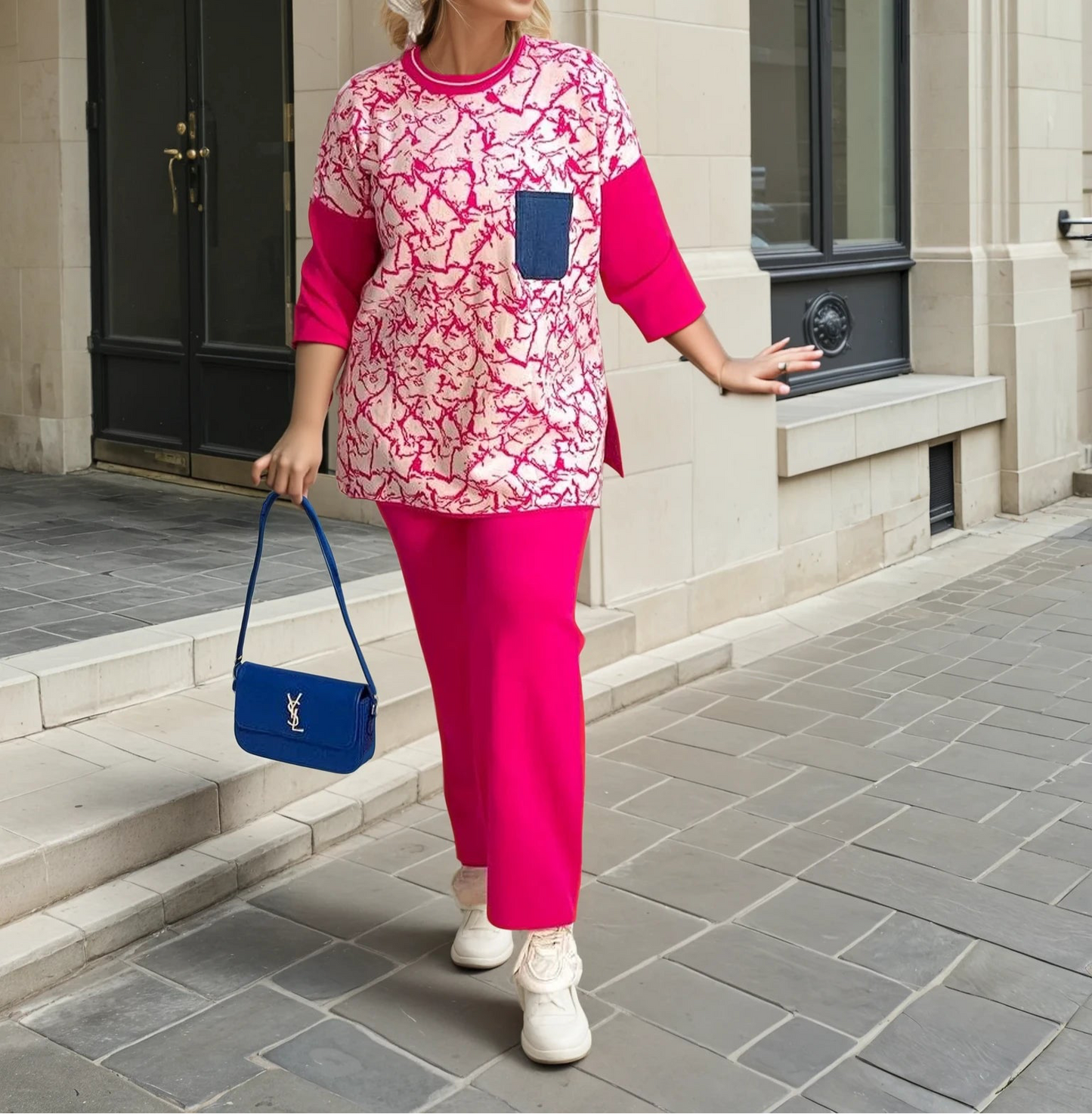 Marble Print Knitwear Set