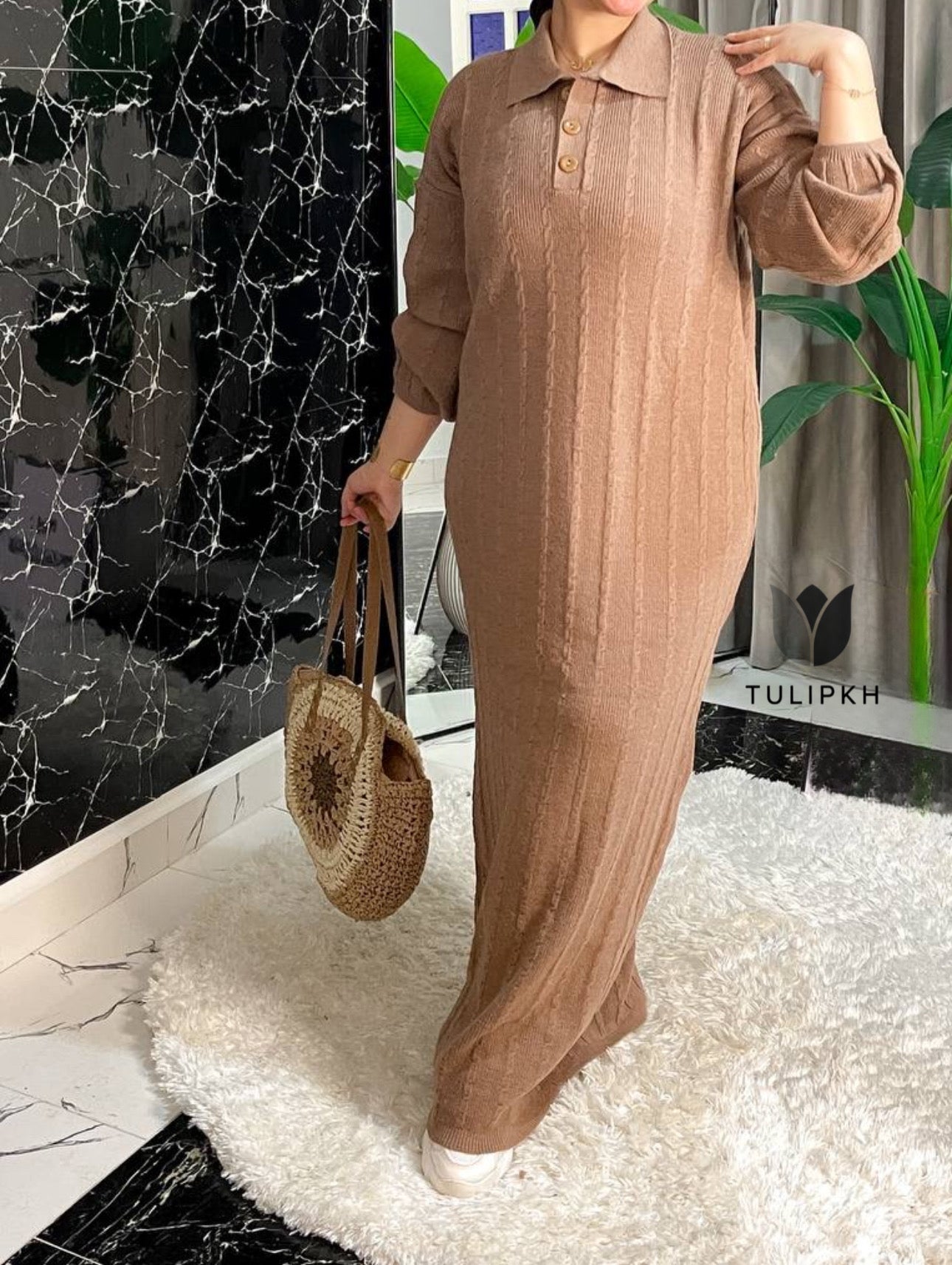 Knit Polo Maxi Dress