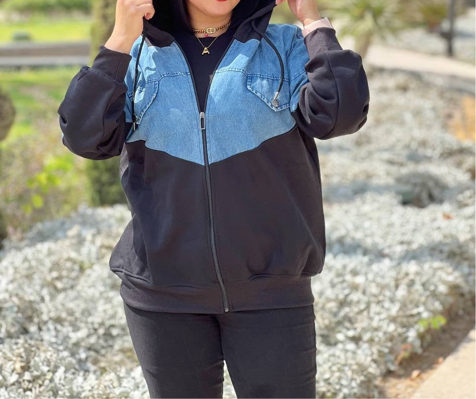 Winter Milton Cotton Jacket with Denim Details
