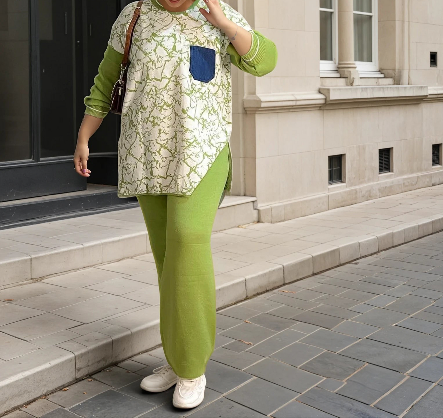 Marble Print Knitwear Set