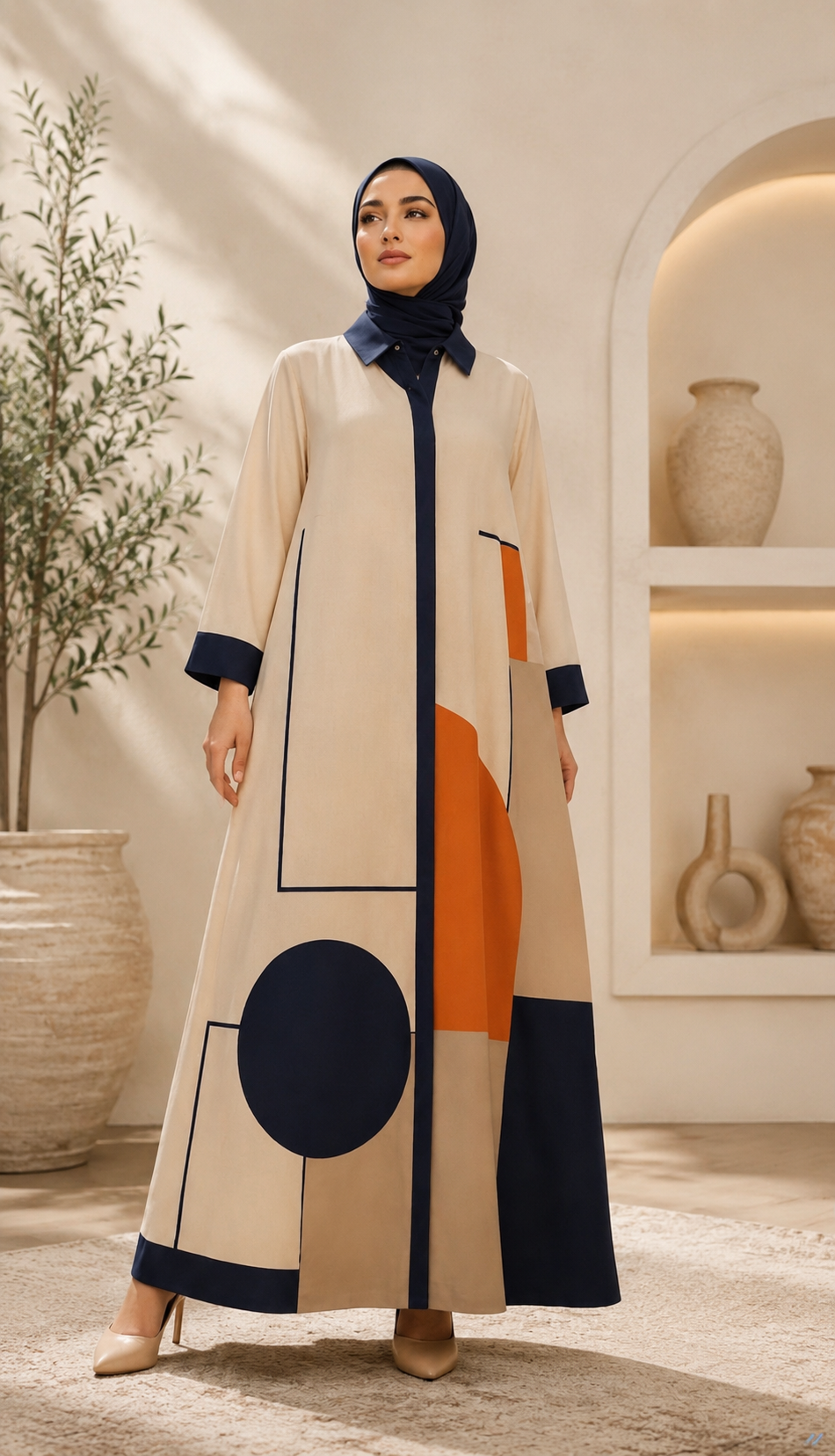 Geometric Crepe Abaya