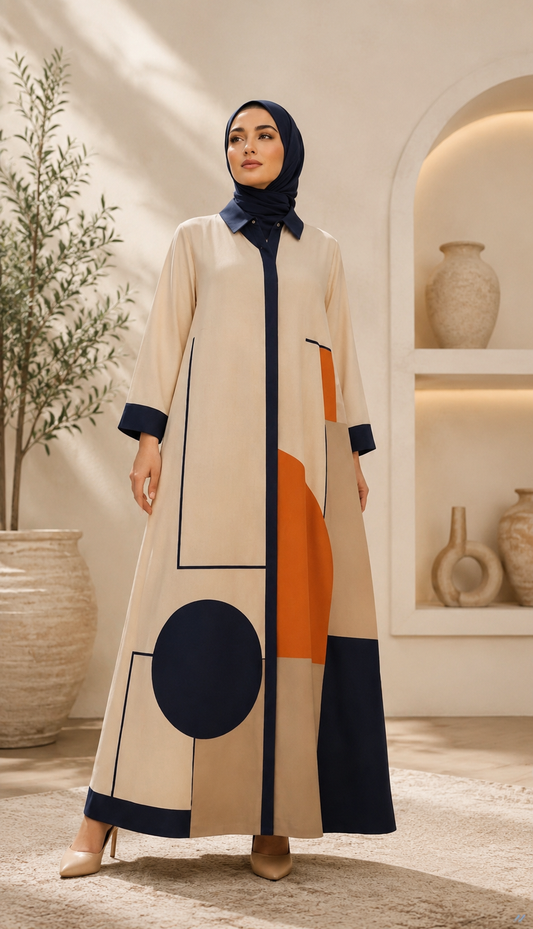 Geometric Crepe Abaya