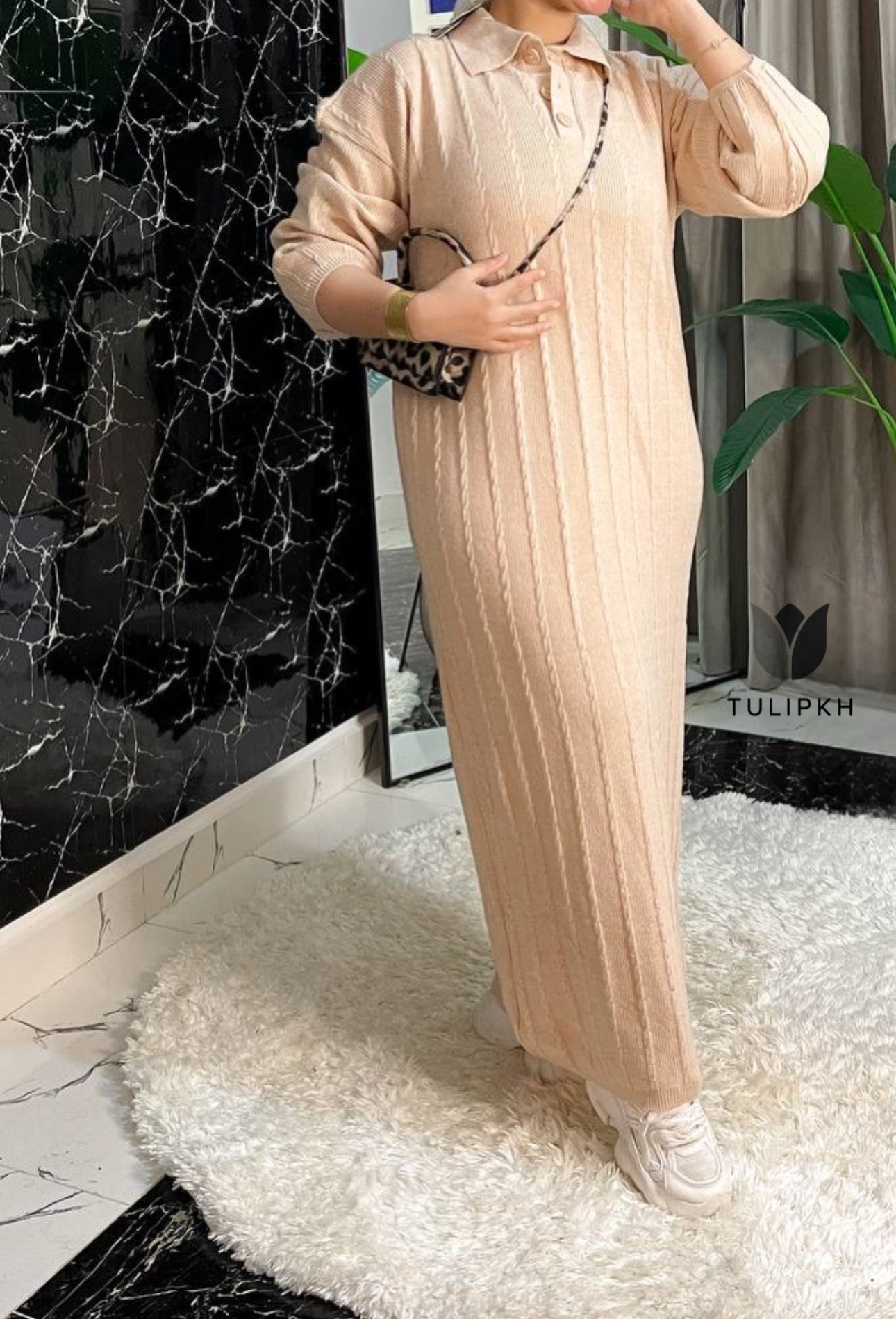 Knit Polo Maxi Dress