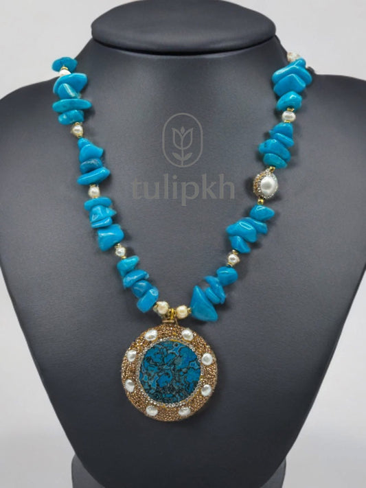 Jasper Pendant Necklace with Jade & Natural Pearls