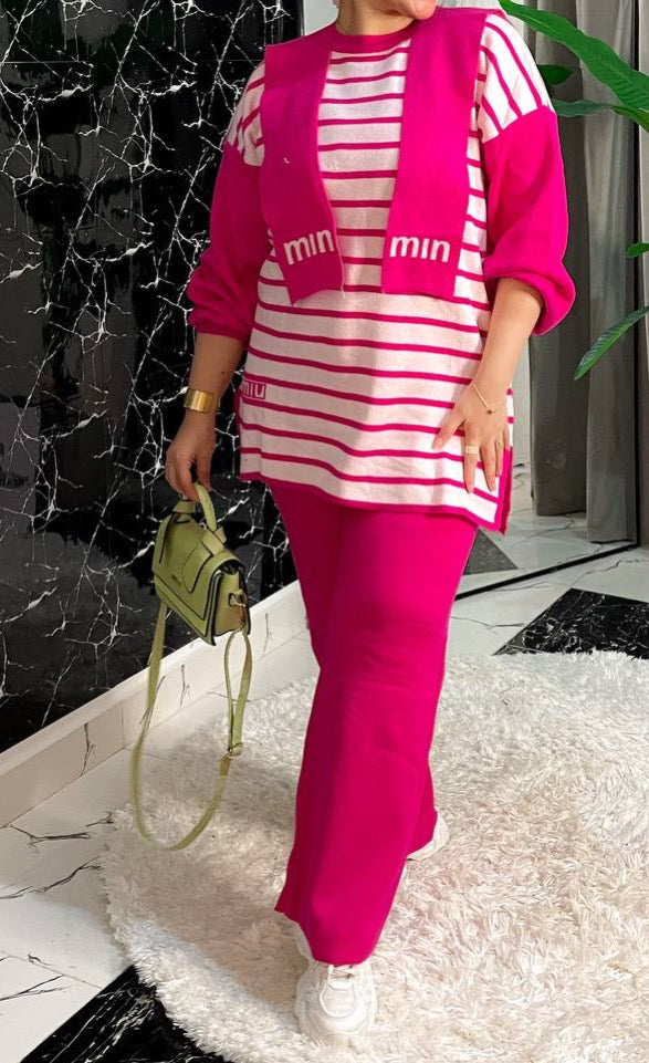 3-Piece Knitwear Striped Set