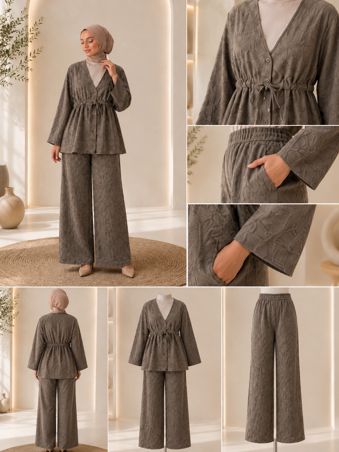 Taupe Textured Two-Piece Set