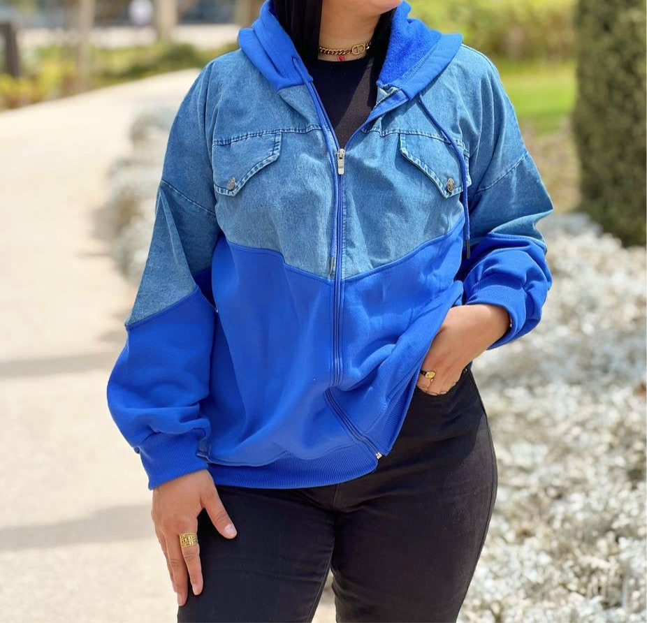 Winter Milton Cotton Jacket with Denim Details