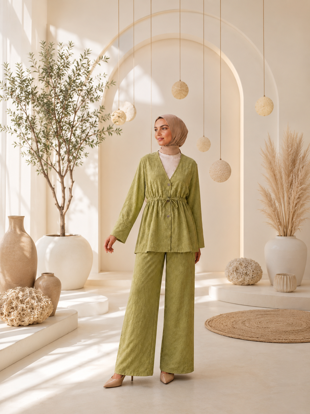 Kiwi Textured Two-Piece Set