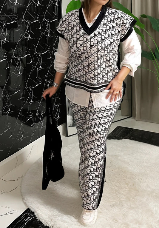 3-Piece Knitwear Set with Cotton Shirt