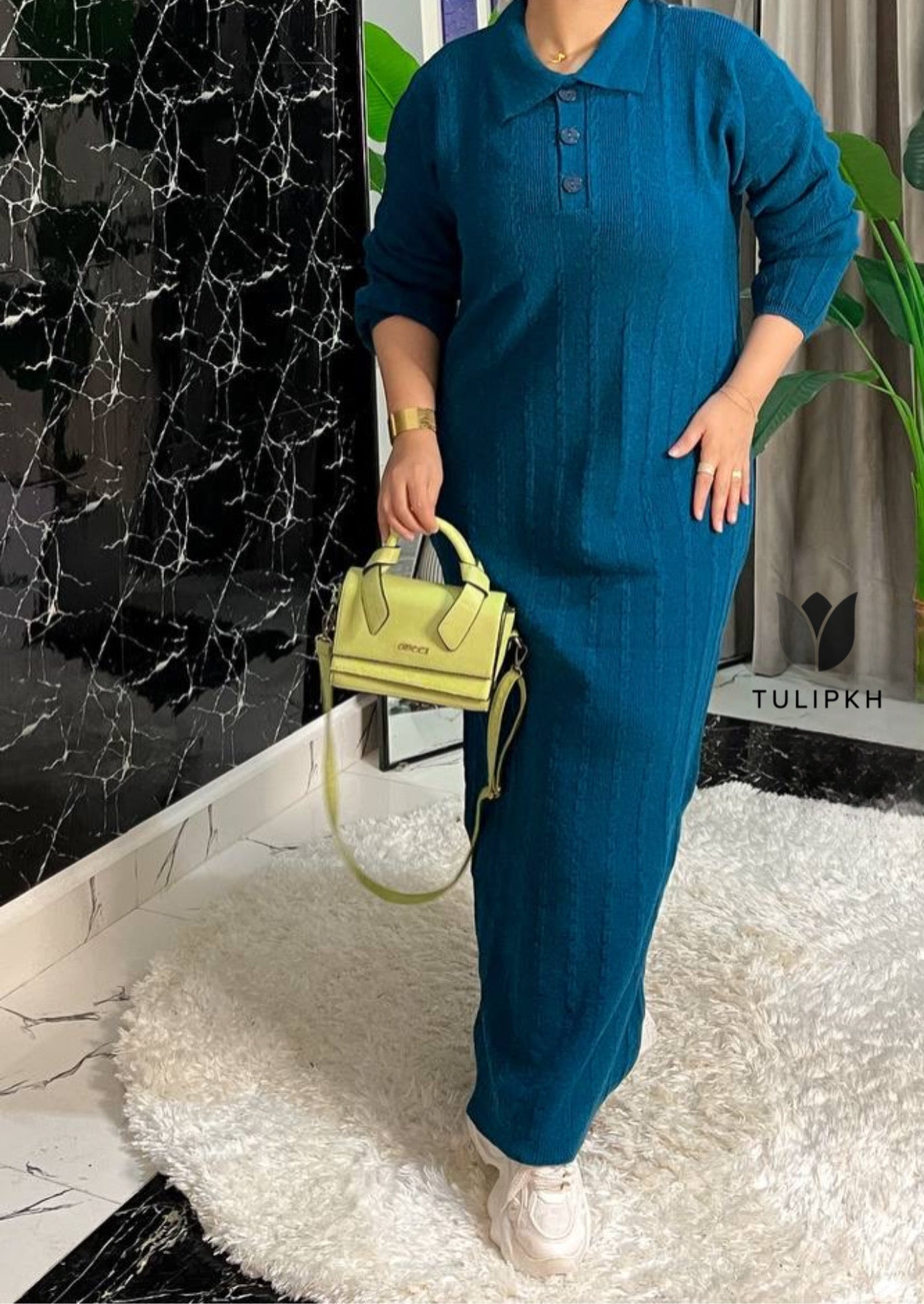 Knit Polo Maxi Dress