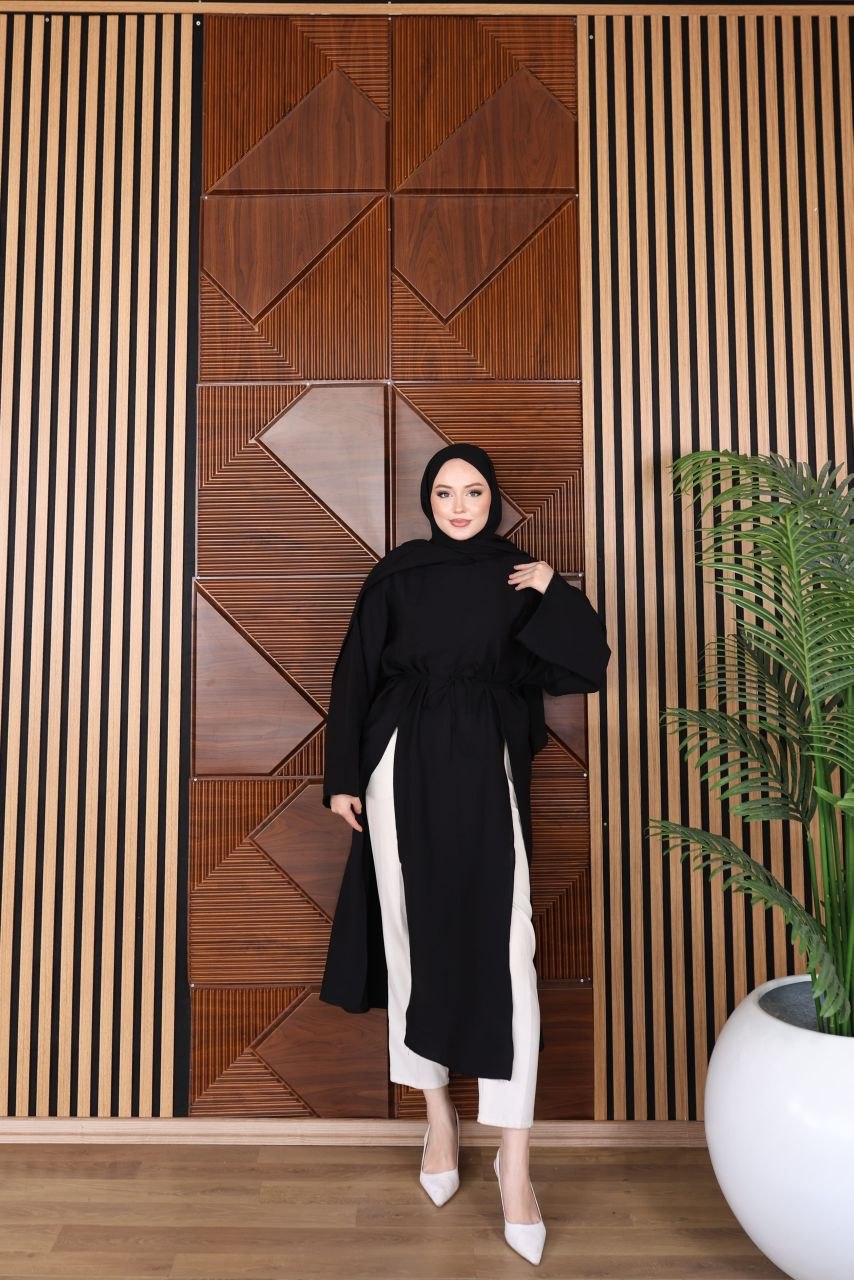 Black Modal Longline Modest Tunic
