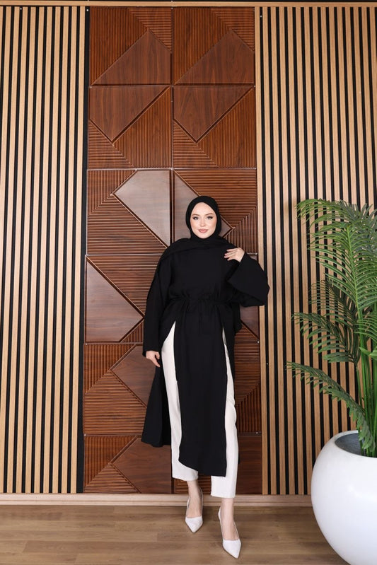 Black Modal Longline Modest Tunic