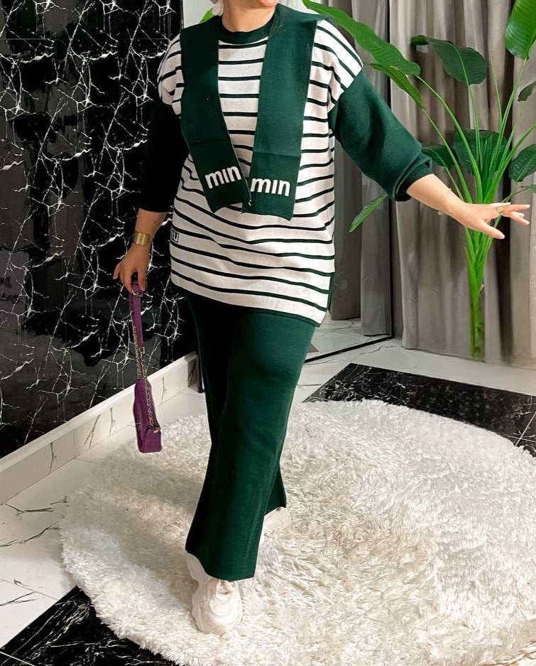 3-Piece Knitwear Striped Set