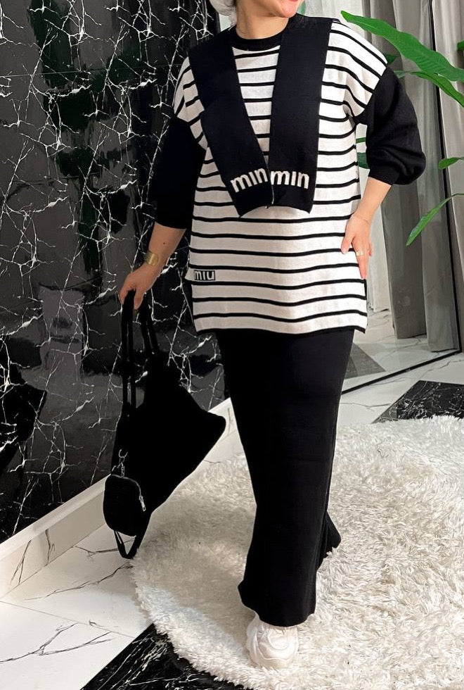 3-Piece Knitwear Striped Set