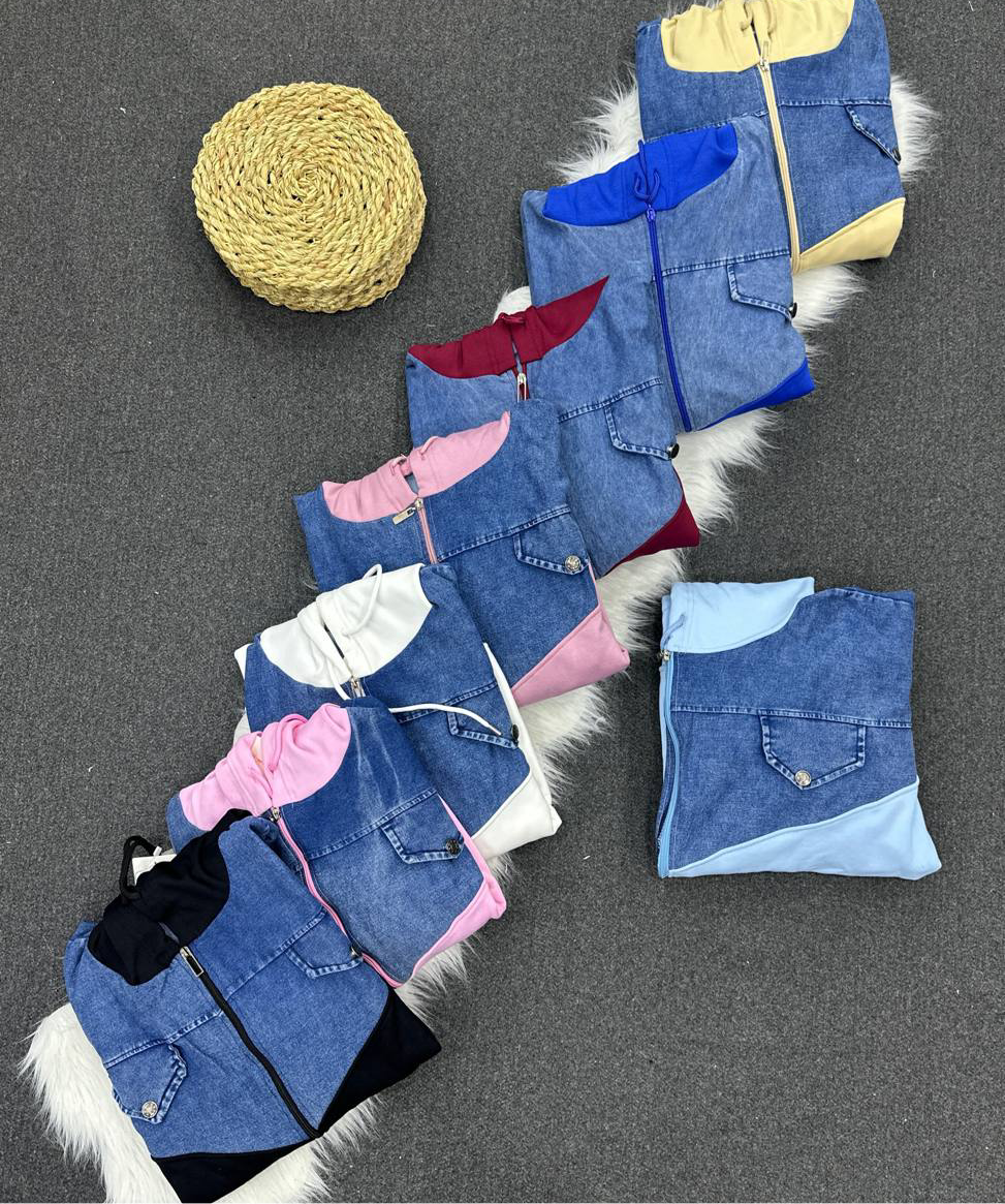 Winter Milton Cotton Jacket with Denim Details