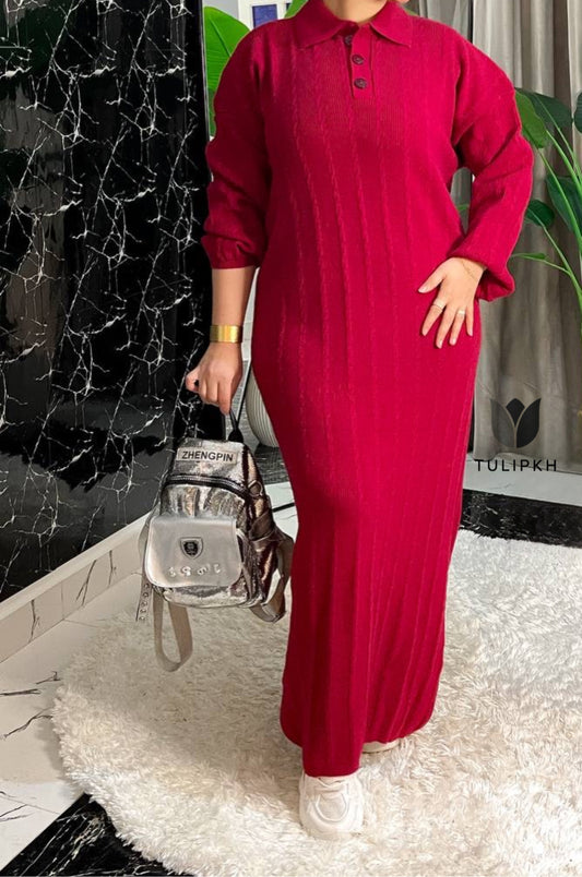 Knit Polo Maxi Dress