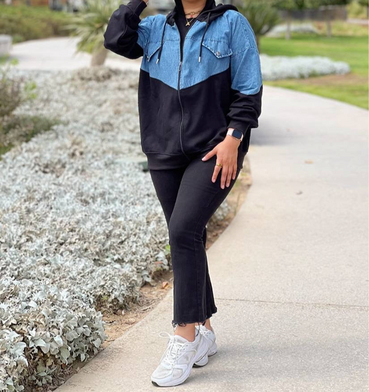 Winter Milton Cotton Jacket with Denim Details